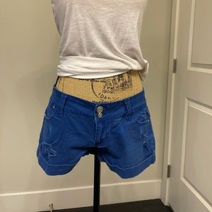 Bright blue low rise shorts